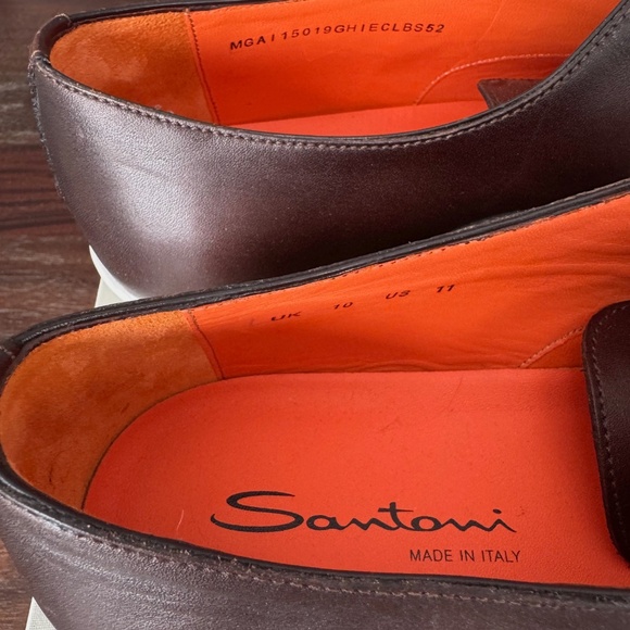Santoni Durbin Derby Loafers Mens 11 Brown Leather Lace Shoes main image 5